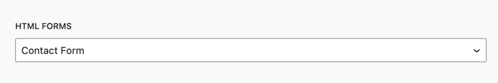 Block select for the HTML Forms WordPress plugin.