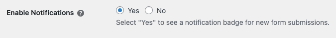 Screenshot of HTML Forms Premium Enable Notifications Setting