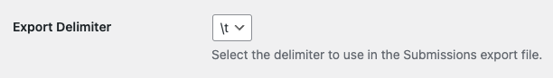 Screenshot of HTML Forms Premium Export Delimiter Setting for File Uploads